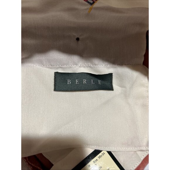 Berle 24357 Flag Red Brick 36 34 Flat Front Chino Preppy Pants Washed Cotton New - Picture 9 of 11